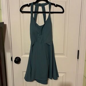 Aqua Halter Dress - medium With Shorts !